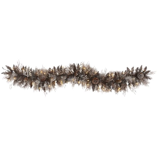 6ft. LED Flocked Pine & Pinecone Christmas Garland